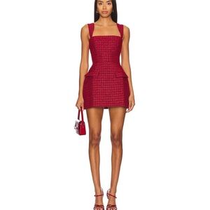 Amanda Uprichard Red Tweed Mini Skort Romper Dress